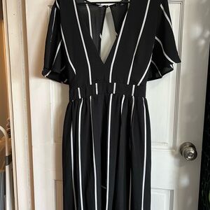 Black and White Striped Romper with train